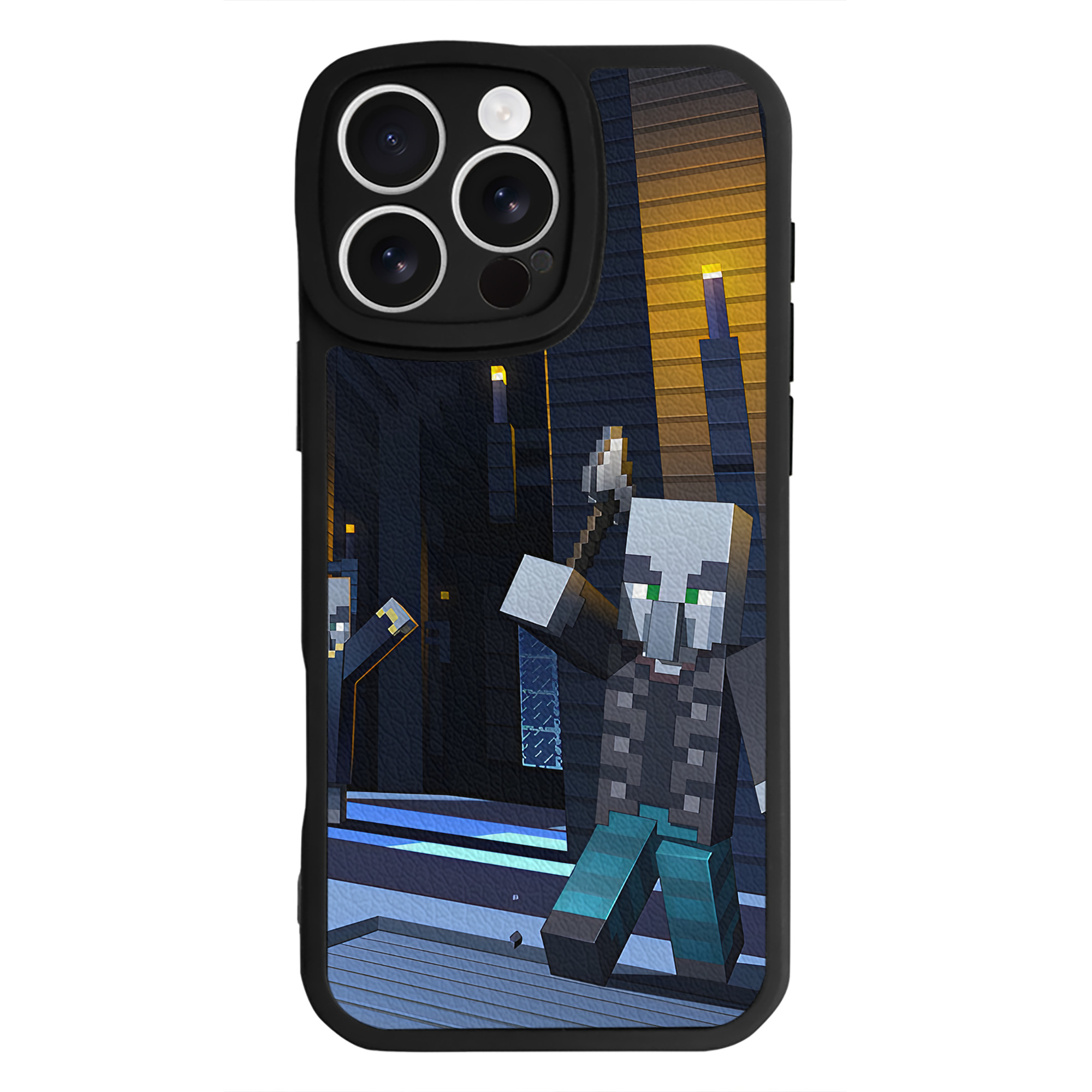 （画像用） マインクラフト ブロックの世界 Minecraft MC Block world 【iPhone 16シリーズ対応】シリコンスマホケース（レザー調） 材質：シリコン